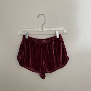 brandy melville crushed red velvet shorts